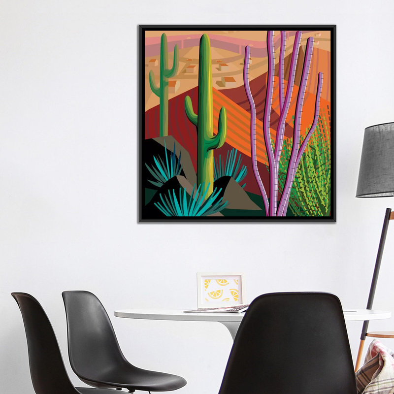 « tucson, square », impression sur toile, H 37 po x l 37 po x P 1,5 po, Toile avec cadre noir, Pas de tapis