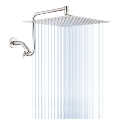 Brushed Nickel 12" Shower Head, Modern Accessory Head With Adjustable Arm, Construction