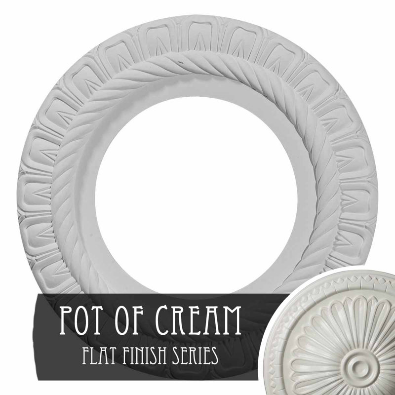 Médaillon de plafond Endurathane Claremont, P 10 5/8 po x P 5 3/4 po x P 1/2 po (convient aux auvents jusqu'à 7 po), pot peint à la main de finition crème