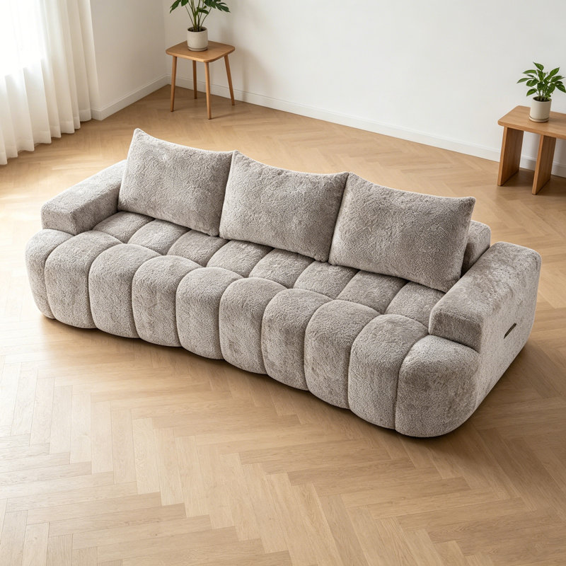 Très grand canapé modulaire incurvé de 100 po à l'avant compressé, canapé 3 places en forme de nuage avec mousse haute résilience, canapé surdimensionné moderne pour le salon