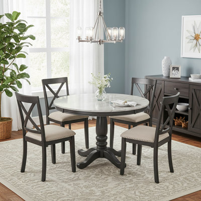 Ensemble de table de cuisine en bois massif 5 pièces avec 4 chaises assorties pour coin-repas