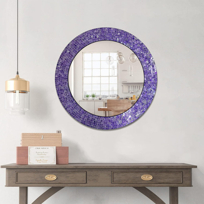 Gelantipy Glass Round Mirror, Violet
