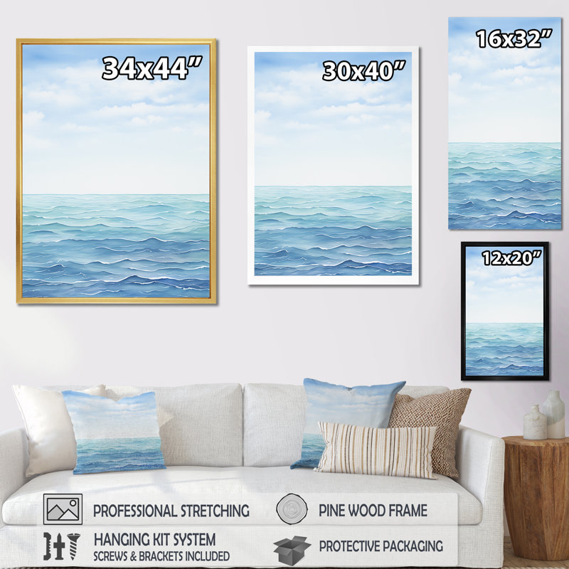 Océan Infinity Dreamscape V, Cadre simple blanc, H 32 po x l 16 po x P 1 po