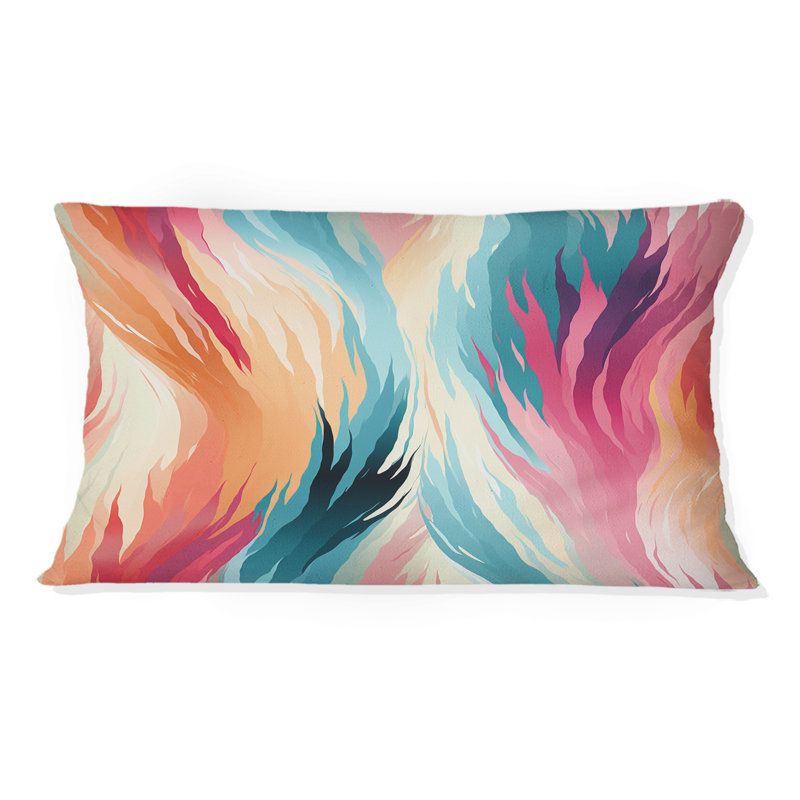 Turquoise et rose éthéré Ikat Fusion - coussin imprimé