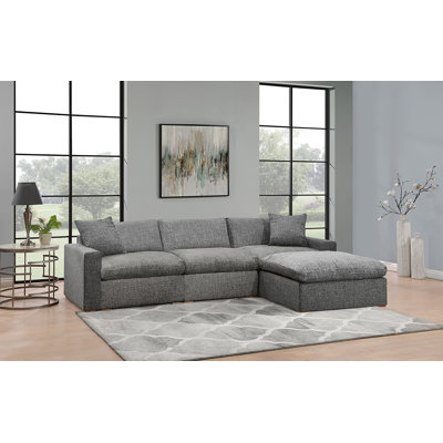 Canapé modulaire Conrad en tweed gris clair