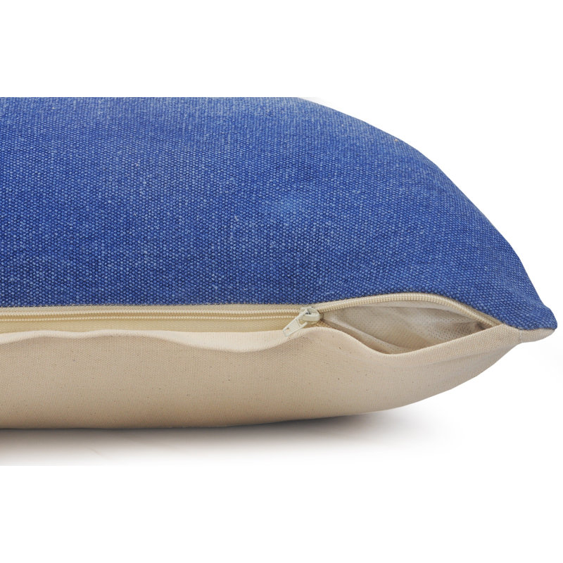 Housse de coussin rectangulaire en coton, Housse de coussin seulement - sans coussin, Bleu