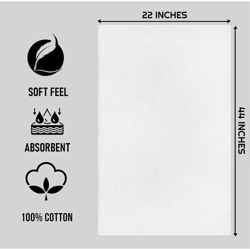 Serviettes de bain en vrac - 22 X 44 pouces, serviettes économiques 100% coton