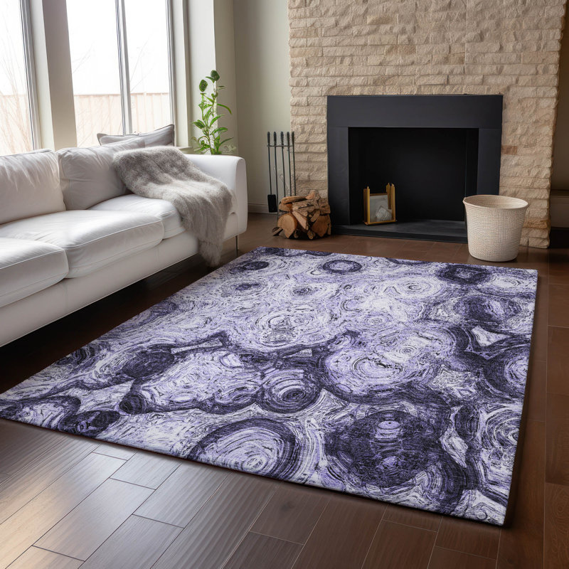 Premium Machine Washable Cerrito AMF579 Purple Rug, Rectangle 8' x 10'