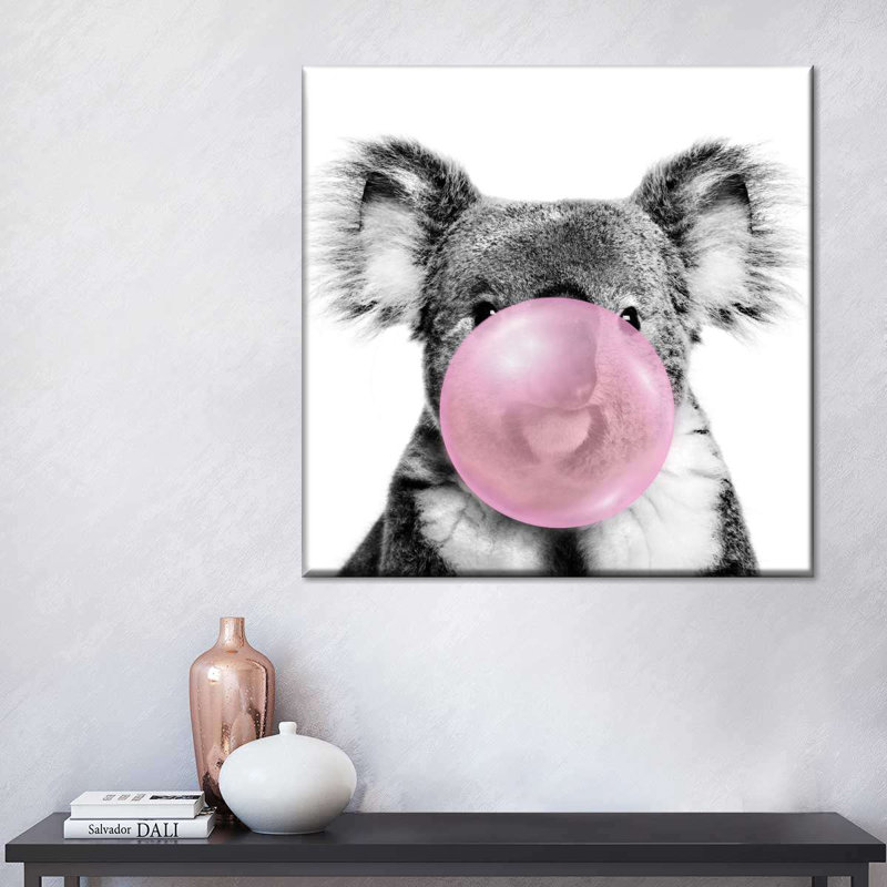 Impression sur toile Koala Bubble Gum, H 16 po x l 16 po x P 1,25 po
