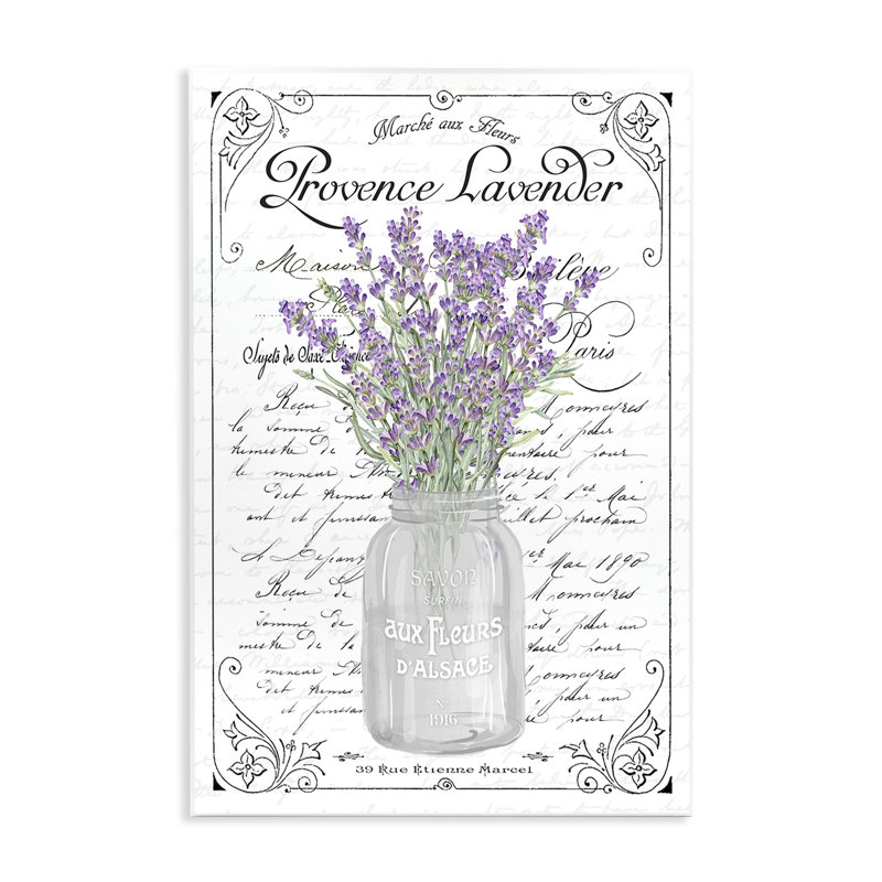 Lavande, branches de bouquet, ornement français, motif de plaque murale, art par lettres et lignes