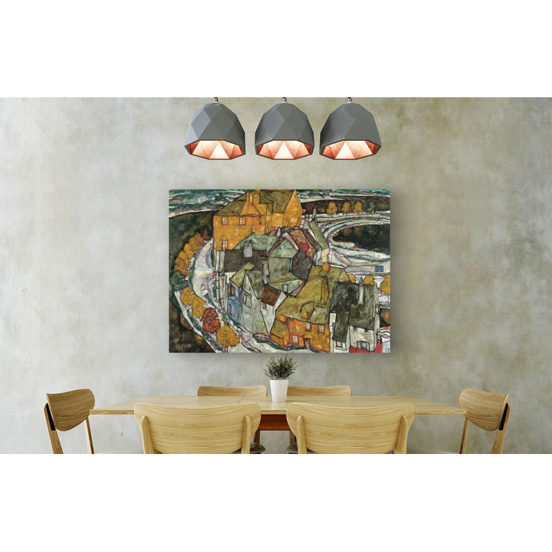 Crescent of Houses II, Island Town by Egon Schiele - 1 Piece Wrapped Canvas Wall Art, 60cm H x 80cm W x 4cm D