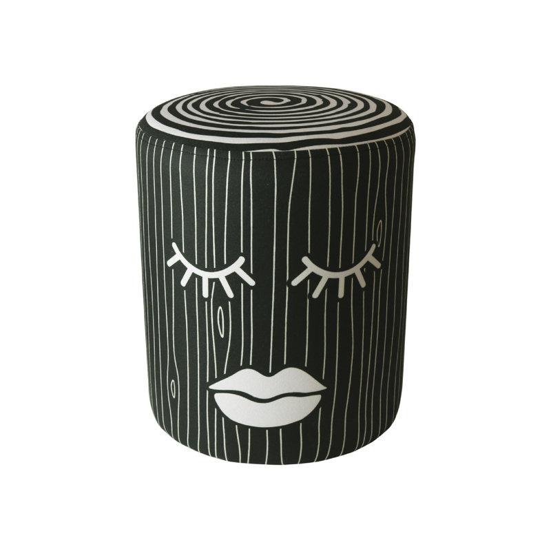 Phoibos 39cm Wide Round Striped Pouf Ottoman