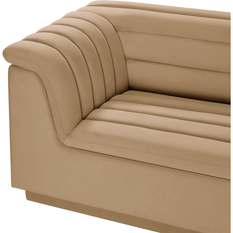 Canapé modulaire rembourré 148 po Iyaunna, Velours brun clair