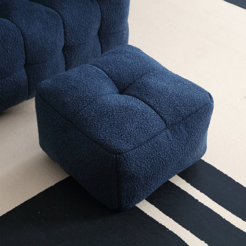 fauteuil à billes avec repose-pieds, Polyester marine