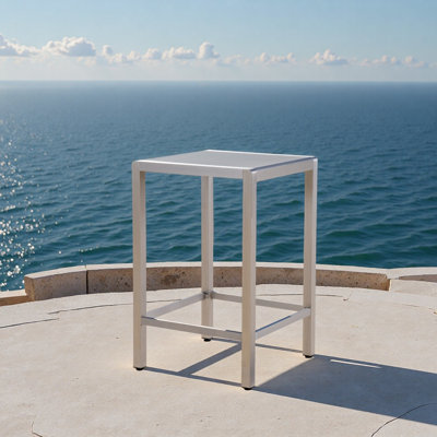 Table de bar d'extérieur en aluminium 43 pouces avec plateau en verre