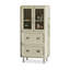 Cristal crème + bois manufacturé argent + acier inoxydable + vitrines