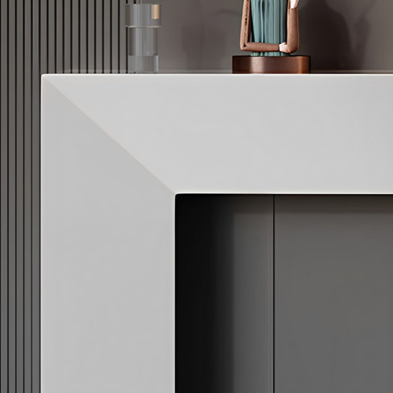 Console moderne minimaliste, Blanc, H 35,43 po x l 39,37 po x P 13,78 po