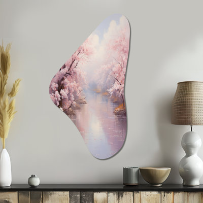 Luthersville - Cherry Blossom Boomerang Shape Metal Wall Décor