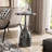 Cheryll Metal Side Table With Geometric Pattern Top And Hammered Base