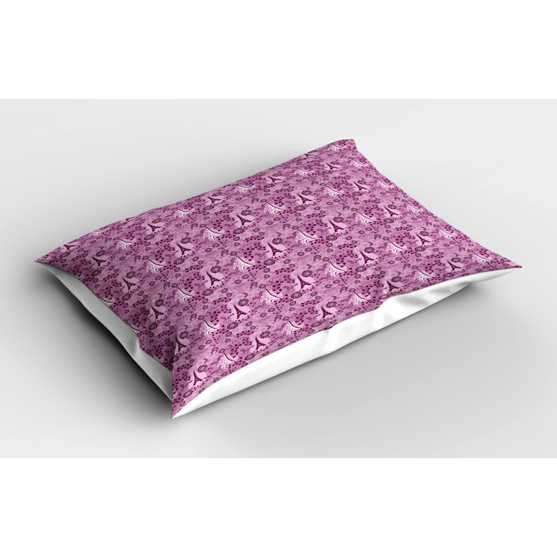 Ensemble de 2 taies décoratives Ambesonne pour la Saint-Valentin Paris Love Art - Fuchsia pâle / blanc prune
