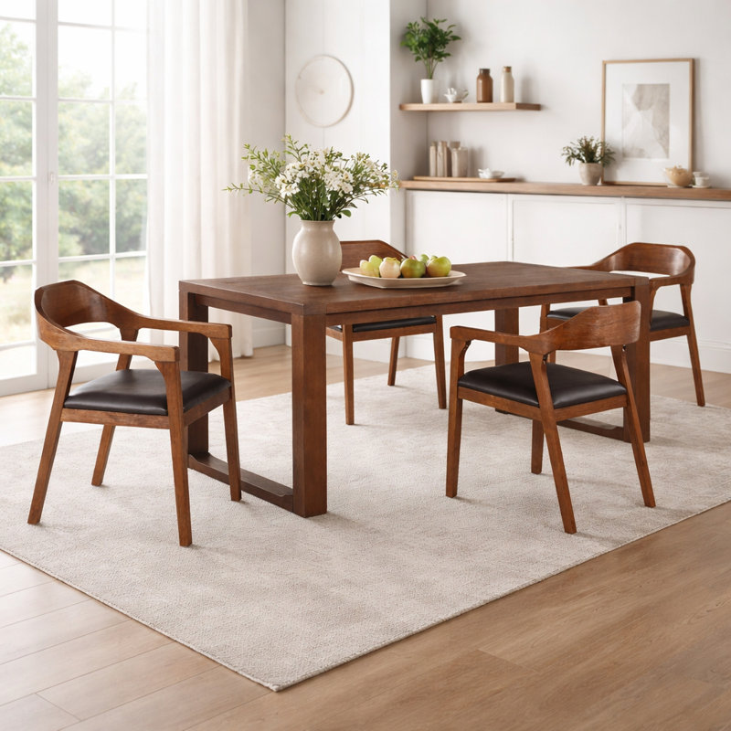 Aybri 4 - Person Solid Wood Top Four Leg Dining Set