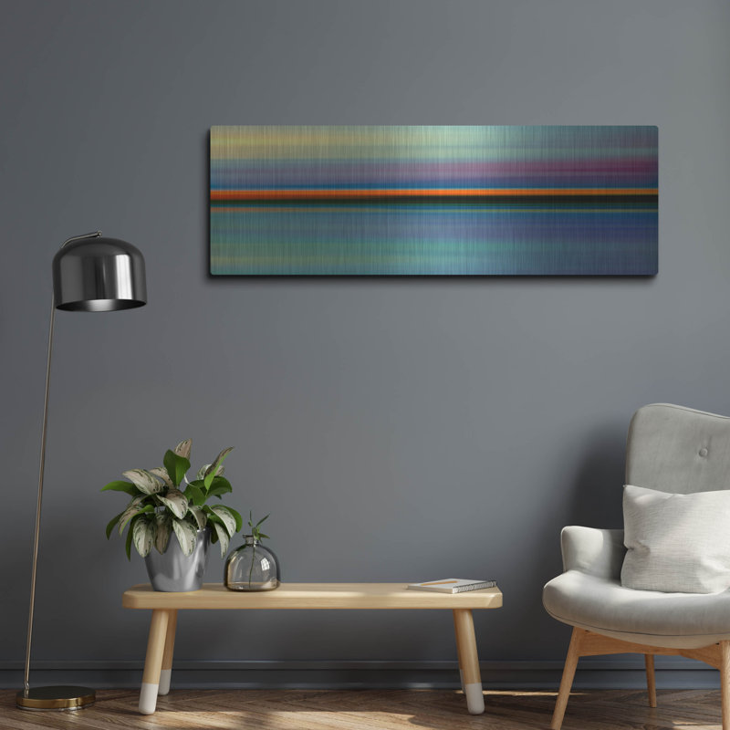 Ivy Bronx «Red Line Horizon» par Scott Hile, art mural en métal, H 16 po x l 48 po