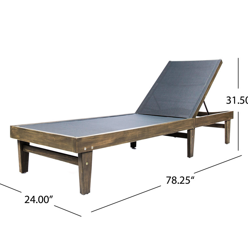 Chaise Lounge With Dark Grey Mesh - Stylish And Relaxing, Made Of Wood, 78.4 Inches Deep X 24.32 Wide 32.1 High Comfortable For Rest Relaxation, Sustainably Sourced 24.32In 32.1In 78.4In
