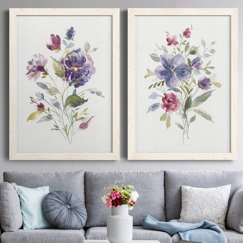 «Color Variety I», ensemble de 2 peintures sur toile encadrées, Cadre blanc, H 37,5 po x l 55 po x P 1,5 po