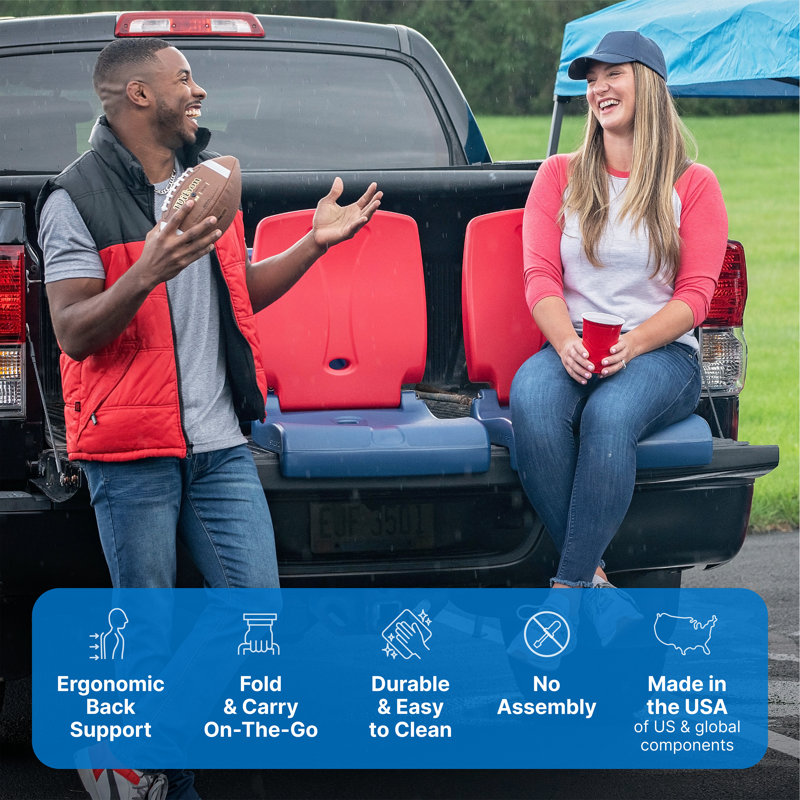 Step2 Flip Seat - Foldable, Portable Seat Stays in Place on Pool Edges, Tailgates, Red/Blue