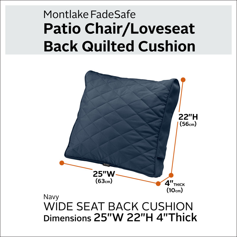Coussin matelassé Montlake Fadesafe, Bleu marine, H 4 po x l 25 po x P 22 po