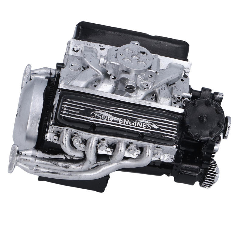 Décoration de bureau en résine V8 Engine Construction, Black