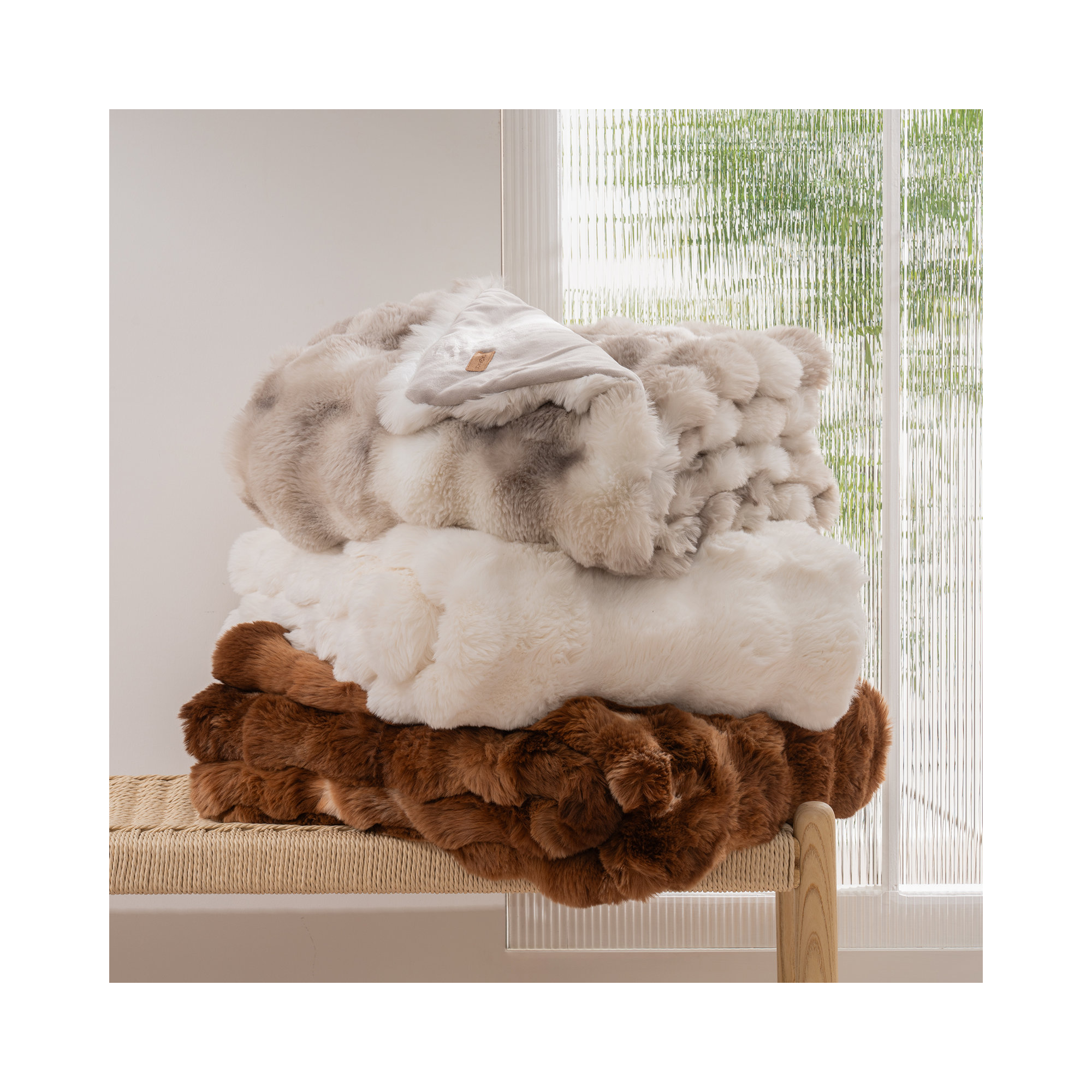 Ridgeline Faux Fur Throw Blanket, 80" L x 60" W, Lion Caramel