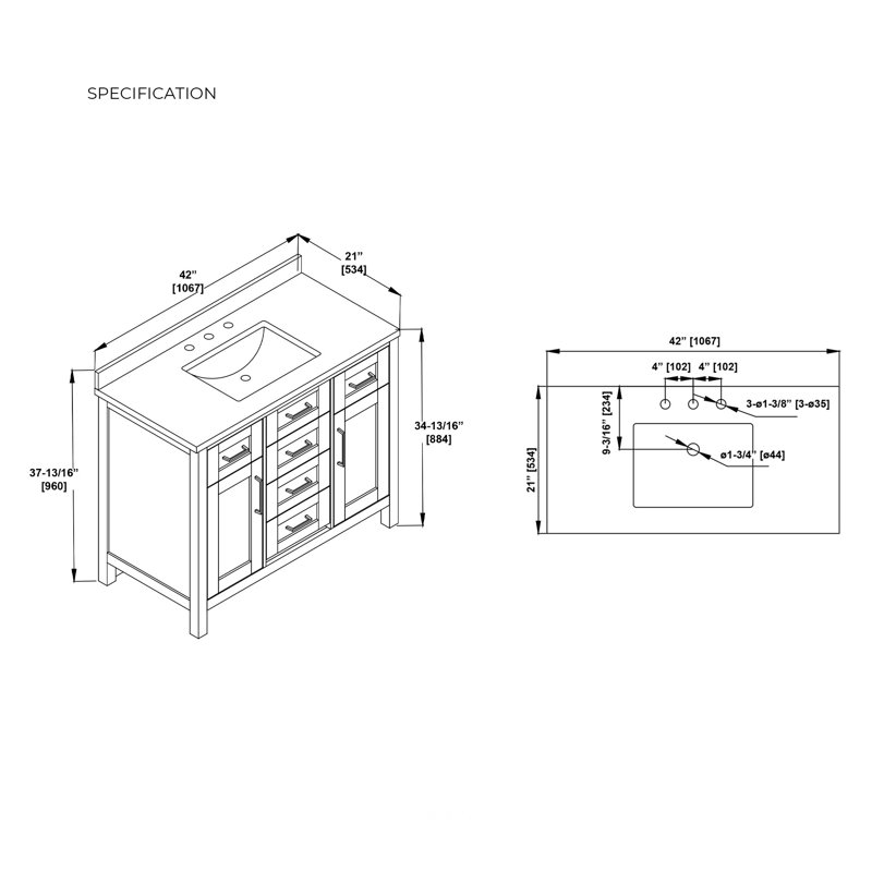 Meuble-lavabo simple 48 po Tahoe, Bleu minuit