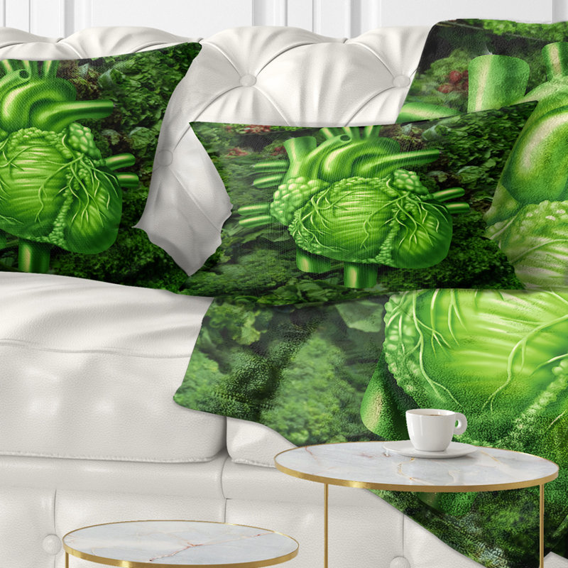 Coussin vert avec cœur en santé vert, Rectangulaire, 12 po x 20 po