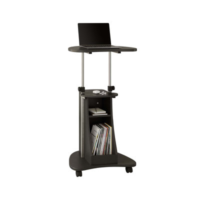 Chariot réglable ajustable pour ordinateur portable avec rangement, graphite, pour un travail et une étude ergonomiques