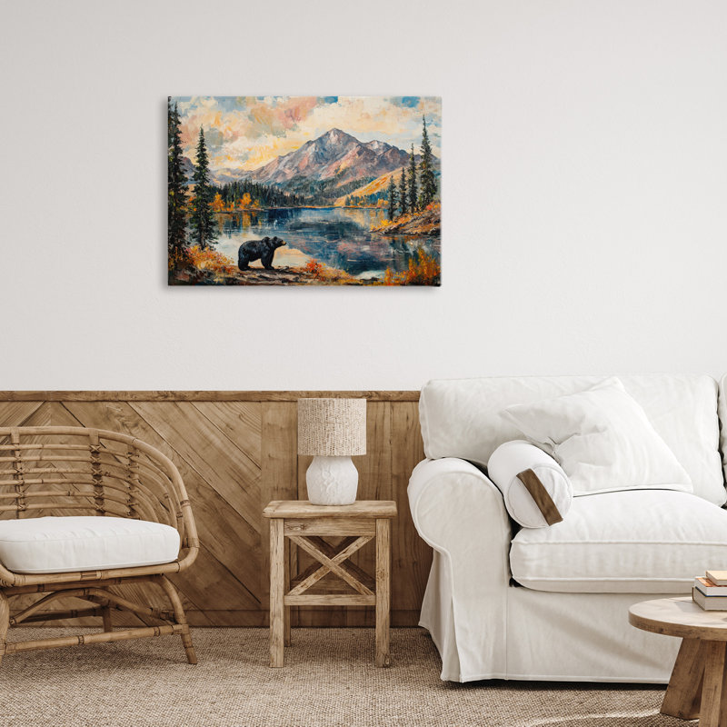 Toile d'ours de montagne, conception de Petal Prints Design, H 16 po x l 24 po