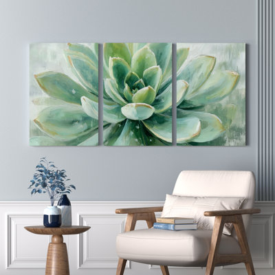 Plante succulente, reproduction d'art sur toile tendue, ensemble de 3 reproductions d'art sur toile pour salon chambre à coucher