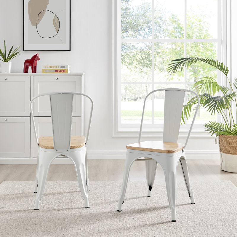Chaise d'appoint empilable en métal Honora, Blanc