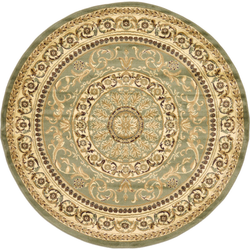 Tapis vert clair Aracelia, Rond 6 pi 1 po x 6 pi 1 po