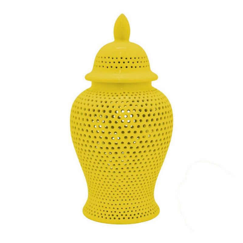 Charito Ceramic / Porcelain Decorative Urns & Jars, 24.5'' H x 12.25'' W x 12.25'' D, Yellow