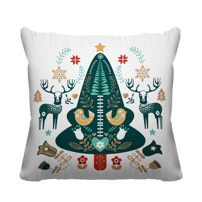 Coussin intérieur / extérieur Scandinavian Christmas Tree, L 19 po x H 19 po, H 15 po x l 15 po