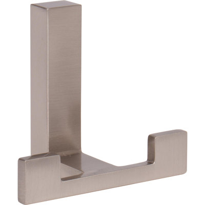 Modern Double Robe Hook - Satin Nickel
