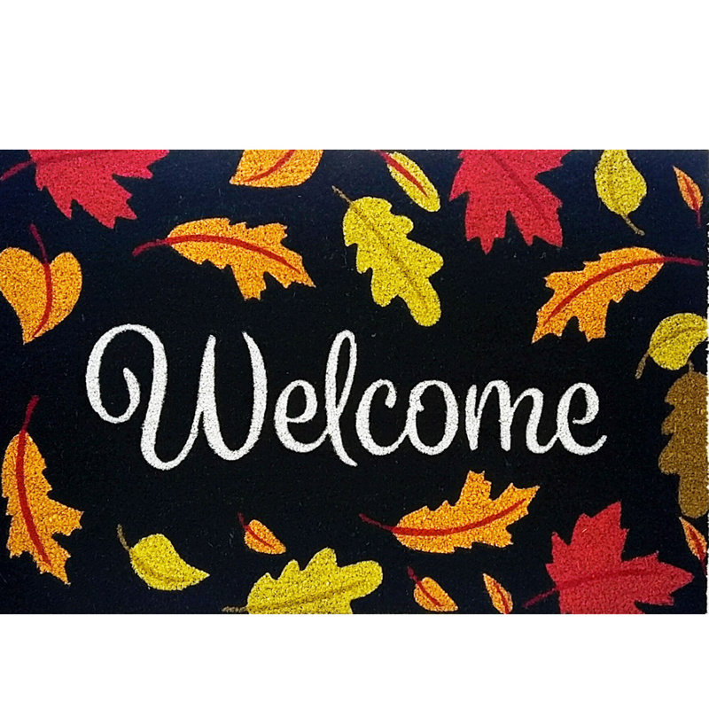 Welcome Leaves Medium Coir Doormat