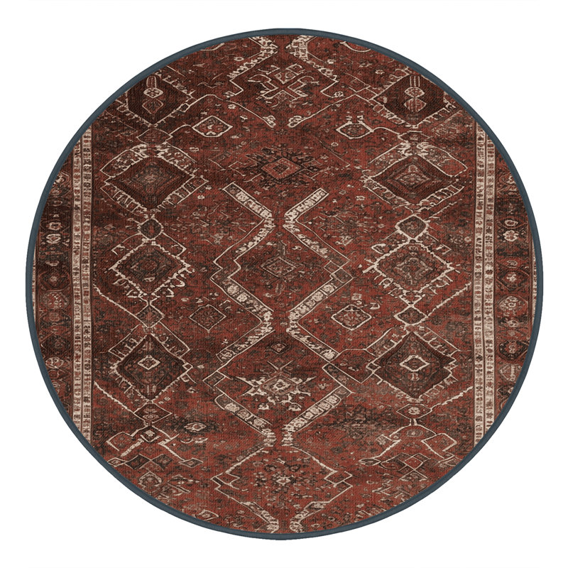 Tapis brun lavable à la machine, Rond 4 pi