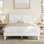 Structure de lit en bois multi-tailles avec tête de lit, aucun sommier nécessaire