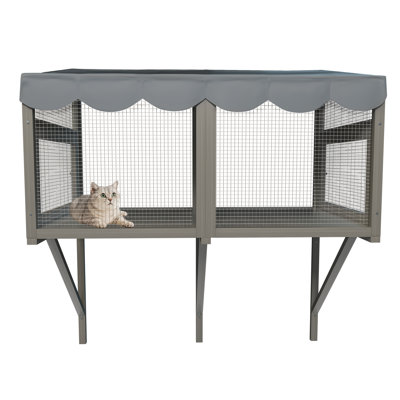 Cat Catio, Window Box Enclosure For Indoor Cats, Wooden Window Perch House, Expandable For Multi Kittens, Secure Comfortable Outdoor Haven For Pets