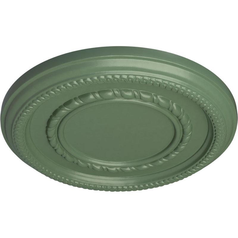 Endurathane Federal Roped Small Ceiling Medallion, 12 5/8"OD x 1 1/8"P (Fits Canopies up to 6"), Hand-Painted Athenian Green Finish