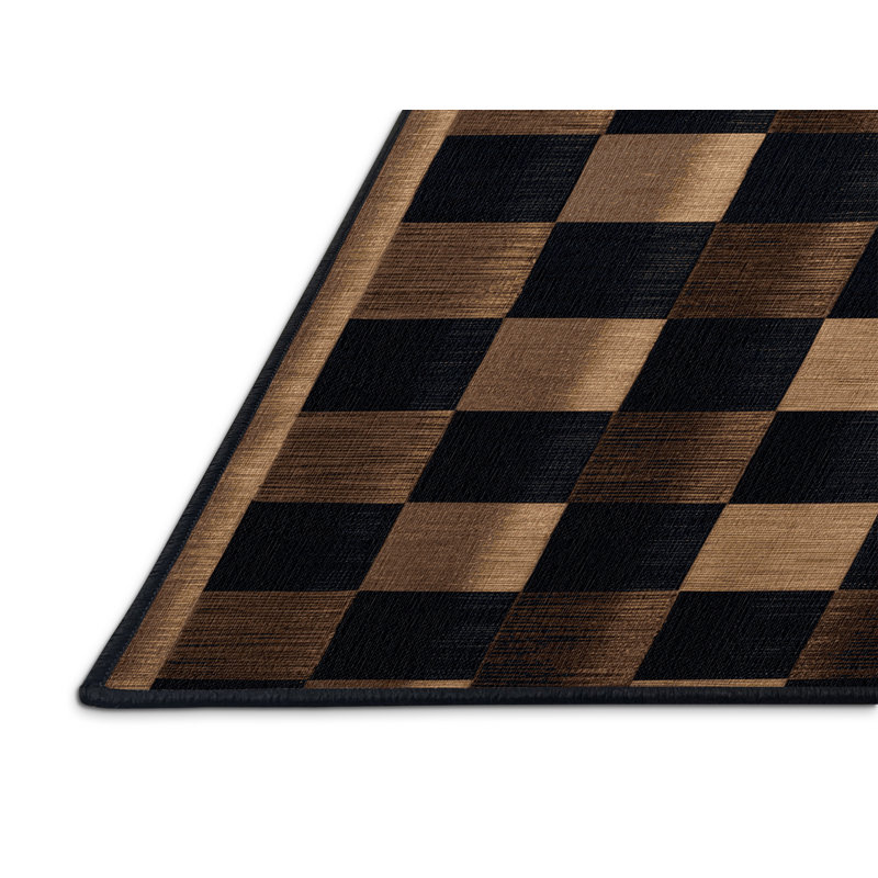 Tapis damier noir lavable à la machine, Carré 6 pi