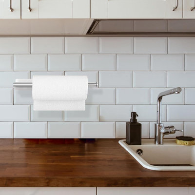 Under Cabinet Paper Towel Holder - Stainless Steel Towel Rack For Kitchen Or Bathroom, Wall Mount With Self-Adhesive Or Screw Installation, Rustproof Design