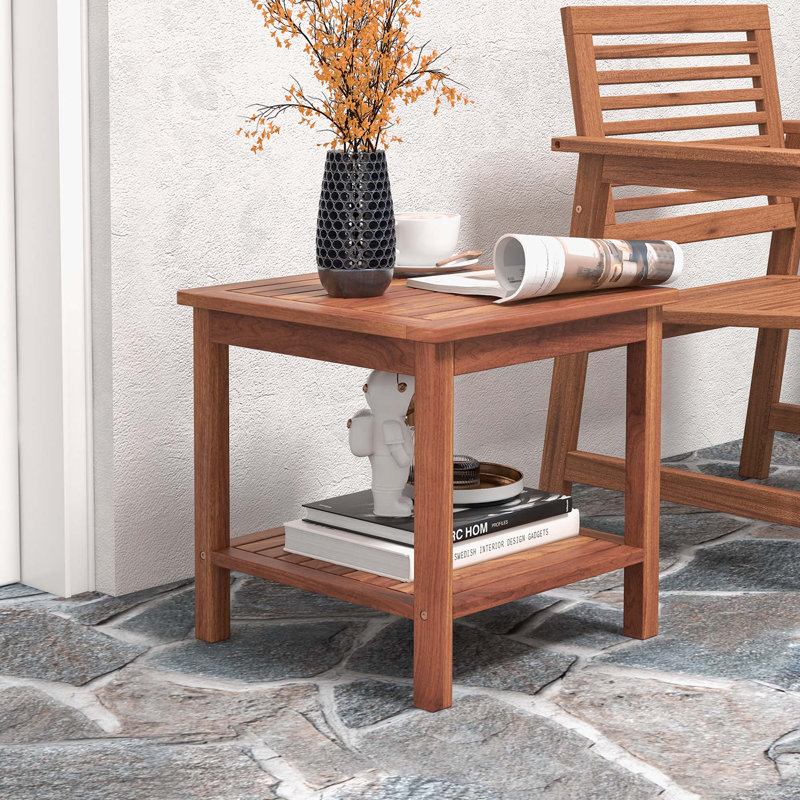 Arshaan Square Acacia Outdoor Side Table , 18'' in. W 18'' in. D